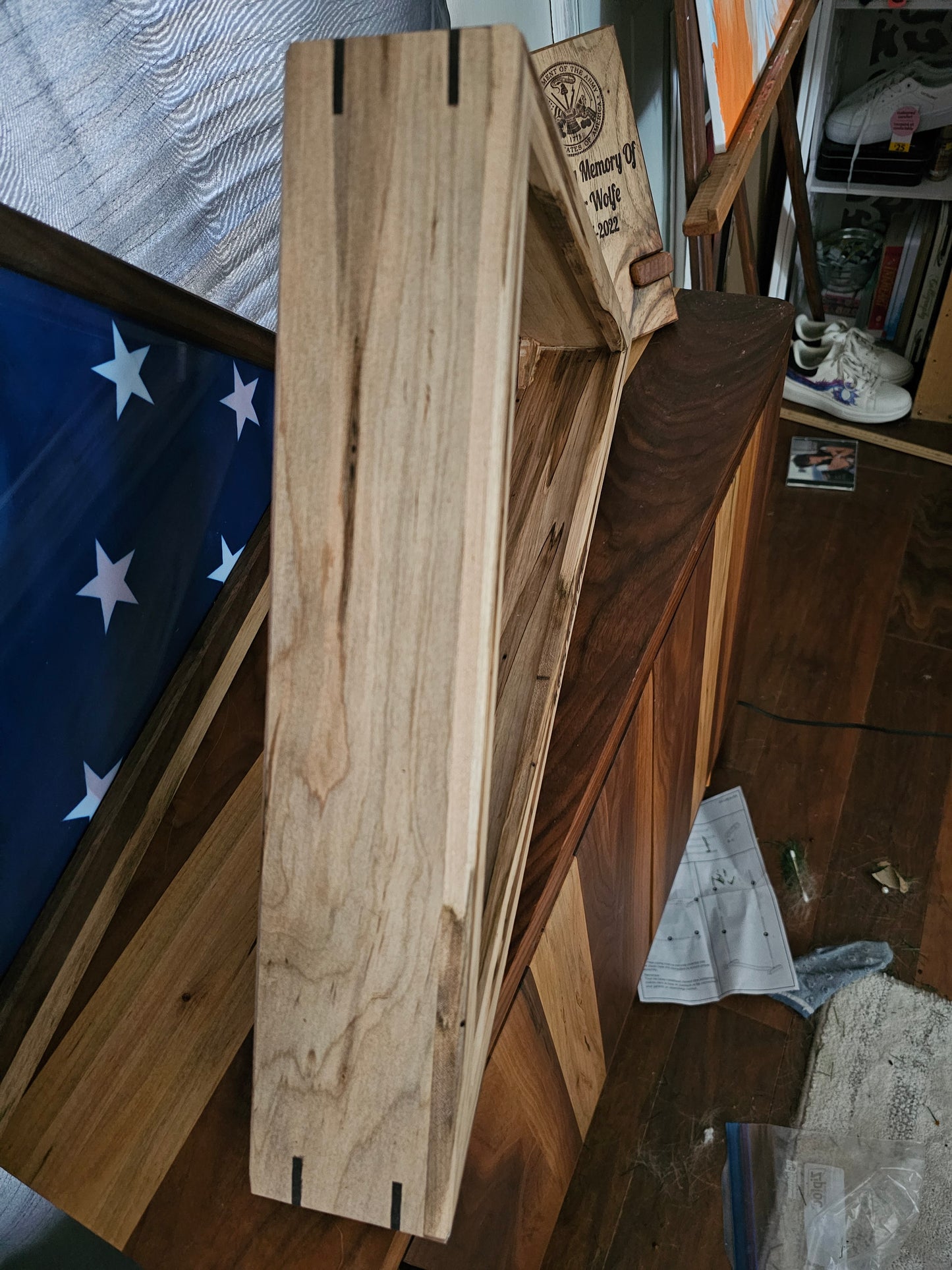 Premium Memorial Flag Hardwood  Display Case