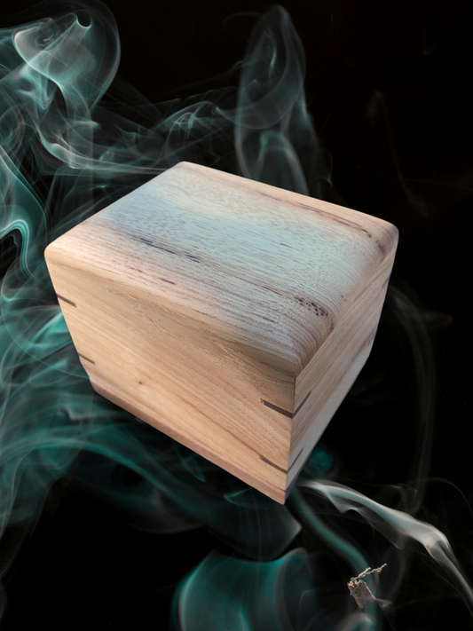 Smoked Hickory Woodbox Urn For Ashes