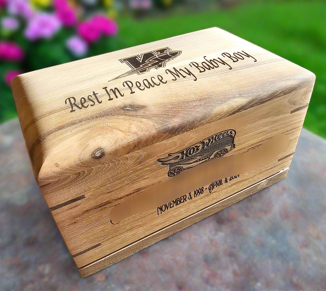 Smoked Hickory Woodbox Urn For Ashes